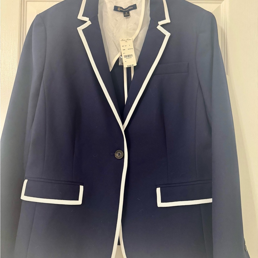 Brooks Brothers Dark Blue Blazer with White Accents